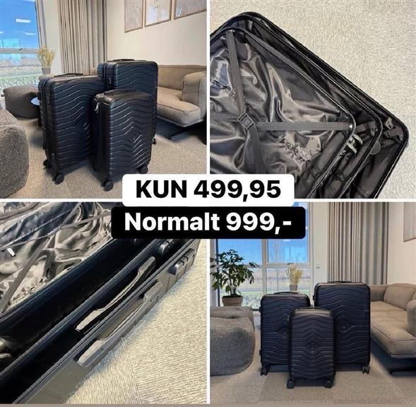 Kuffertsæt sort 3-pak