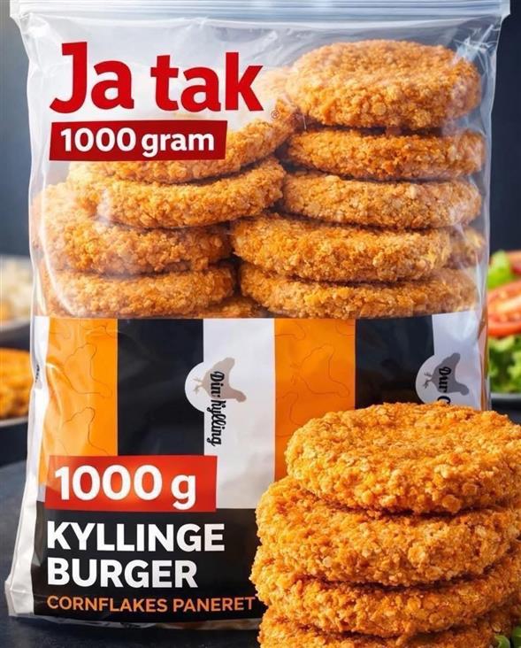 Cornflakes paneret kyllingeburger 1000 gram