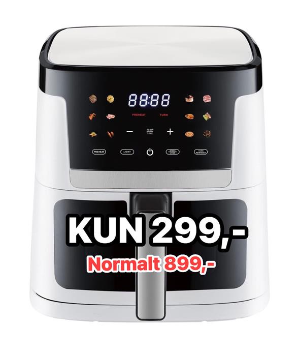 Digital airfryer 7 liter hvid